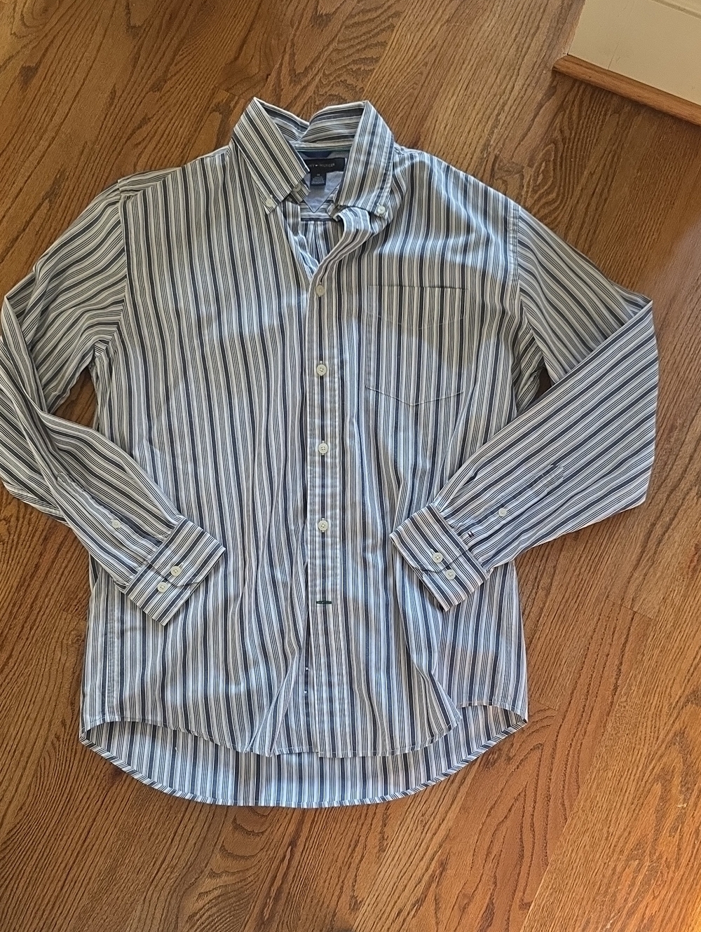 Tommy Hilfiger Men's Vertical Stripe Button-Down Shirt - Blue & White